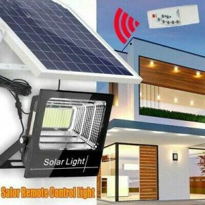 Remote Solar Powered LED Floodlight Wall Security Light Garden Outdoor Lamp NEW
