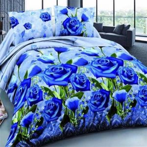  Top Brands  Home & Garden - לבית ולגינה מצעים פרחוניים למיטה זוגית 4 חלקים - כחול