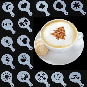  Top Brands  Home & Garden - לבית ולגינה 16Pcs Cappuccino Latte Art Coffee Stencils Duster Cake Icing Spray