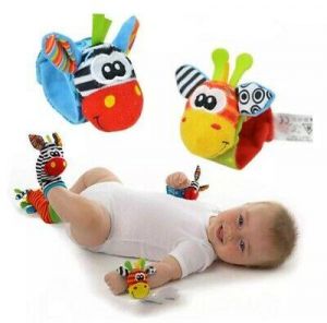 1pcs Infant wearable baby Rattle Wrist strap Animal Cute Cartoon Sensory toy