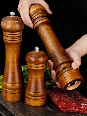 5" 8" 10"  Salt and Pepper Grinder, Solid Wood Spice Pepper Mill with Strong Adjustable Ceramic Grinder Kitchen Coo