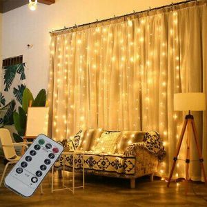 300 LED Curtain Fairy Hanging String Lights Christmas Wedding Party Home Decor