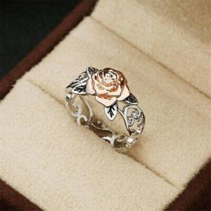 New 925 Silver Plated Flower Ring Engagement Bride Wedding  Jewelry Gift Sz 5-12