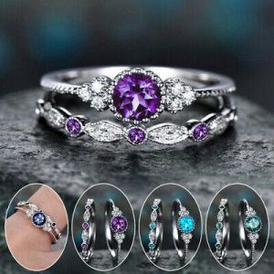 Band Ring Rhinestone Finger Ring Party Wedding Jewelry Women Engagement Rings CA